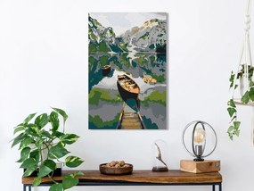 Πίνακας ζωγραφικής με αριθμούς Βάρκα στα βουνά - 40x60