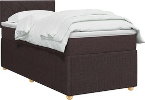 vidaXL Κρεβάτι box spring με στρώμα Σκούρο Καφέ 90 x 200 cm Ύφασμα