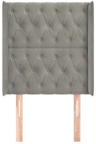 vidaXL Κεφαλάρι με Πτερύγια Ανοιχτό Γκρι 83x16x118/128 εκ. Βελούδινο