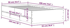 Πλαίσιο Κρεβατιού με Συρτάρια Γκρι Sonoma 90x190εκ. Επεξ. Ξύλο - Γκρι