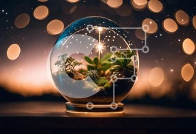 Intra Συλλεκτικό Ξύλινο Παζλ Plywood 4mm - Γυάλινος θόλος με παχύφυτα και φυτά Σε Ξύλινο Κουτί - Διαστάσεις: 10x10 cm – 25 κομμάτια