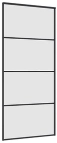 Συρόμενη Πόρτα με Μηχανισμό Μαύρο 90x205 εκ. Γυαλί ESG - Μαύρο