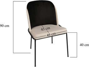 Καρέκλα 2τμχ Μαύρο / Κρέμ DORE 54x55x86