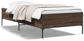 vidaXL Πλαίσιο Κρεβατιού Καφέ Δρυς 100x200 εκ. Επεξ. Ξύλο &amp; Μέταλλο