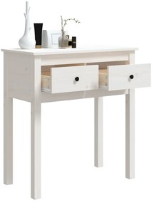 vidaXL Τραπέζι Κονσόλα Λευκό 75 x 35 x 75 εκ. από Μασίφ Ξύλο Πεύκου