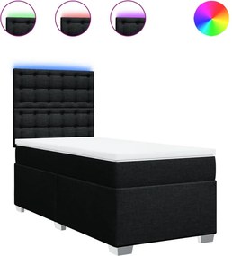 vidaXL Κρεβάτι Boxspring με Στρώμα Μαύρο 90x200 εκ. Υφασμάτινο