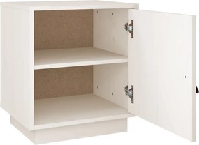 vidaXL Κομοδίνο Λευκό 40 x 34 x 45 εκ. από Μασίφ Ξύλο Πεύκου