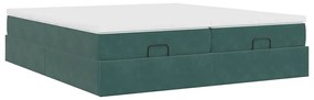vidaXL Οθωμανικό κρεβάτι με στρώματα Σκούρο πράσινο 200x200cm Velvet