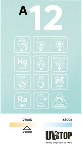 LED Filament Λαμπτήρας A12 Κλασικό Σχήμα A60 Χρυσό Καθρέπτου 7W 650Lm E27 2700K Dimmable