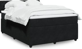 vidaXL Κρεβάτι Boxspring με Στρώμα Μαύρο 160x200 εκ. Βελούδινο