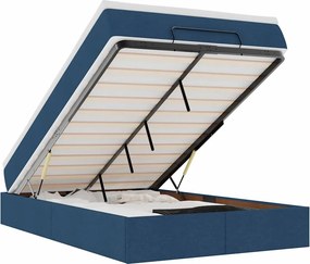 vidaXL Οθωμανικό κρεβάτι με στρώμα μπλε 120x190 cm ύφασμα