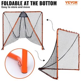 VEVOR Lacrosse Goal, 6&#039; x 6&#039; Lacrosse Net, Folding Portable Backyard Lacrosse Training Equipment, Steel Frame Training Net, Quick &amp; Easy Setup Lacrosse Goal, Perfect for Youth Adult Training, Orange