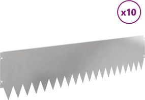 vidaXL Περίγραμμα γκαζόν 10 τμχ. 103 x 25 εκ Stainless Steel Ασημί