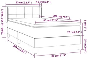 vidaXL Κρεβάτι Boxspring με Στρώμα Σκούρο Καφέ 80x200 εκ. Υφασμάτινο