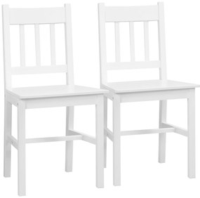 HOMCOM Σετ 2 καρεκλών τραπεζαρίας, καρεκλών κουζίνας, καρεκλών, μασίφ ξύλο, 41 cm x 46,5 cm x 85,5 cm, Λευκό