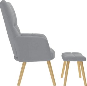 vidaXL Πολυθρόνα Relax Ανοιχτό Γκρι Υφασμάτινη με Υποπόδιο