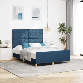 vidaXL Σκελετός Κρεβατιού με κεφαλάρι Μπλε 140 x 190 cm ύφασμα