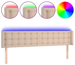 Κεφαλάρι Κρεβατιού LED Καπουτσίνο 163x16x78/88εκ. Συνθετ. Δέρμα - Καφέ