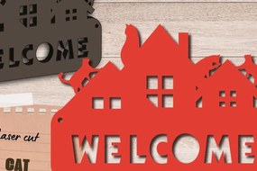 Intra απο ξύλο plywood 3mm-4mm πάχος Σημάδι καλωσορίσματος γάτας, πινακίδα πόρτας εραστή της γάτας Δίασταση 30x20 cm INTRAFABR-86562143