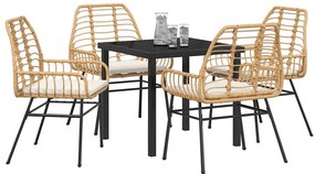 vidaXL Σέτ φαγητού για κήπο 5 pcs Καφέ συνθετικό ρατάν