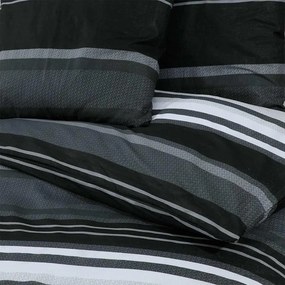 vidaXL 135 x 200 cm + 80 x 80 cm 100% Cotton Black Stripes