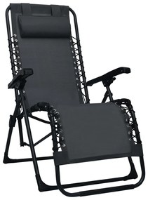 vidaXL Σεζλόνγκ Πτυσσόμενη Μαύρη από Textilene