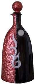 Διακοσμητικό Χειροποίητο Μπουκάλι Γυάλινο Μαύρο-Κεραμιδί-Ασημί 12x2x26εκ. 19958-9