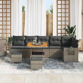 vidaXL Σετ Καναπέ Κήπου 9 pcs Γκρι συνθετικό ρατάν