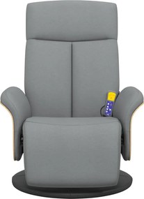 vidaXL Πολυθρόνα Μασάζ Ανακλινόμενη με Υποπόδιο Αν. Γκρι Υφασμάτινη