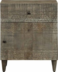 vidaXL κομοδίνο ντουλάπι ανοιχτό γκρι 50x33x60 cm μασίφ ξύλο Mango