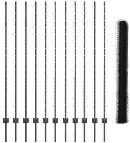 vidaXL Φράκτης με Στυλό Γκρι 150x2500 cm Ατσάλι