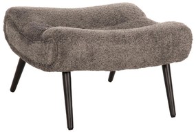 STOOL-FOOTREST KEMBA  GREY BOUCLE FABRIC-BLACK WOODEN LEGS 68X58X40Hcm.