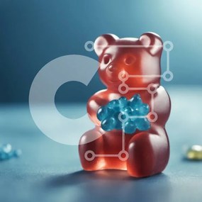 Intra Συλλεκτικό Ξύλινο Παζλ Plywood  4mm - Άγαλμα Gummy Bear με μπλε τσίχλες Σε Ξύλινο Κουτί - Διαστάσεις: 10x10 cm – 25 κομμάτια