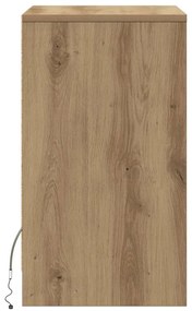vidaXL LED Κρεβατάκι Ντουλάπα με συρτάρι artisan δρυς 38 x 34 x 61 εκ.