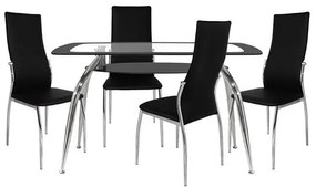 Σετ τραπεζαρίας C10060.02 5τμχ με Τραπέζι NORRIS 120x75x75εκ. &amp; Καρέκλες KIM Μαύρες