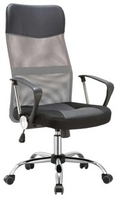 Πολυθρόνα Γραφείου Διευθυντή BF2400-PVC Χρώμιο/Pvc&amp;Mesh Γκρι/Μαύρο