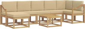 vidaXL Σειρά Καναπέ Εξωτερικού 8 pcs Λευκό και Μπεζ Πολυεστέρας