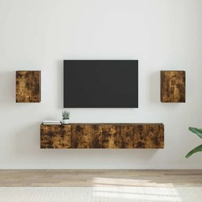 vidaXL Ντουλάπι Τηλεόρασης Τοίχου 2 pcs Καπνιστό Δρύς