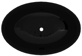 Πολυτελής Κεραμικός Νιπτήρας Οβάλ Μαύρος 40 x 33 cm - Μαύρο