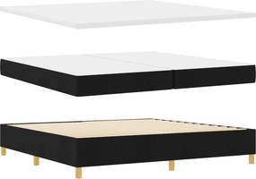 vidaXL LED Κρεβάτι με βάθρο με στρώμα Μαύρο 200 x 200 cm ύφασμα