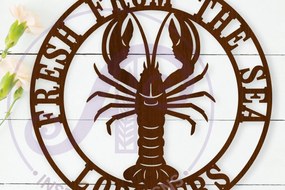Intra απο ξύλο plywood 3mm-4mm πάχος - Fresh from the Sea Lobster Wall Art Sign Δίασταση 40x50 cm INTRAFABR-112055412