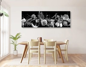 Εικόνα βιολογικών φρούτων και λαχανικών σε μαύρο & άσπρο - 120x40