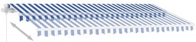 vidaXL Τέντα Συρόμενη Χειροκίνητη με LED Μπλε / Λευκό 400 x 350 εκ.