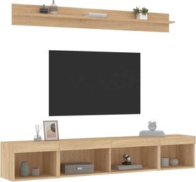 vidaXL Έπιπλα Τοίχου Τηλεόρασης 5 τεμ. LED Sonoma Δρυς από Επεξ. Ξύλο