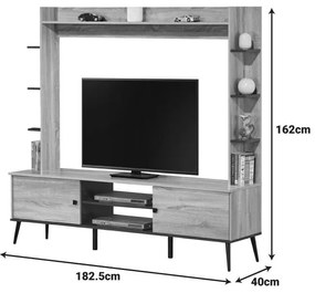 Σύνθετο σαλονιού Zezan σε sonoma-ανθρακί απόχρωση 182.5x40x162εκ 182.5x40x162 εκ.