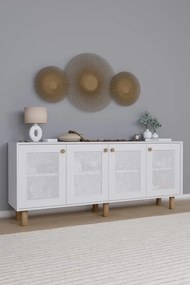Stewehome Κονσόλα Bohem με PVC ψάθα 4 θυρών 180x40x75 cm