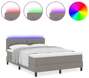 vidaXL Κρεβάτι με Στρώμα & LED Ταμπά 140x200 εκ Υφάσματος