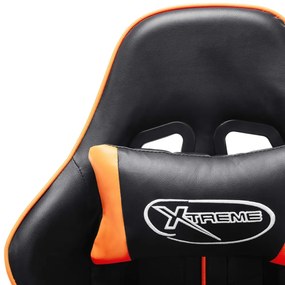 Καρέκλα Gaming με Υποπόδιο Μαύρο/Πορτοκαλί από Συνθετικό Δέρμα - Πολύχρωμο