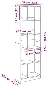 Βιβλιοθήκη Γκρι Σκυροδέματος 57x28,5x174 εκ. Επεξεργ. Ξύλο - Γκρι