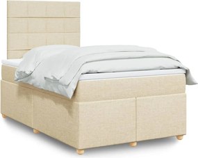vidaXL Κρεβάτι Boxspring με Στρώμα Κρεμ 120x190 εκ. Υφασμάτινο